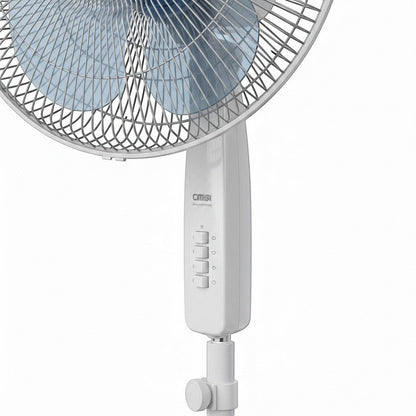 Taghareed Sona 18" white stand fan with adjustable height and oscillating head for effective air circulation.