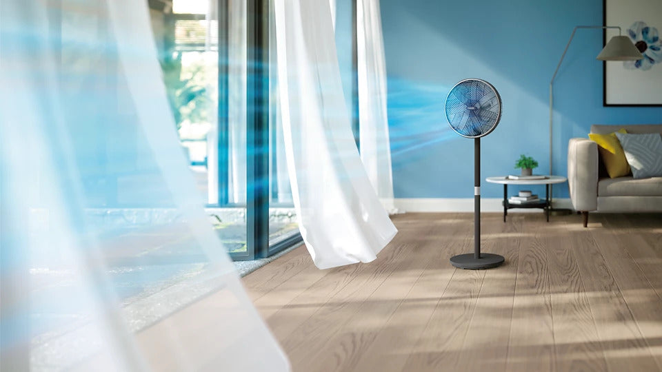 Taghareed Philips Pedestal Fan 3000 Series CX3550/01, black, with 3 speeds and 2 modes, Wi-Fi enabled, with smartphone app control.